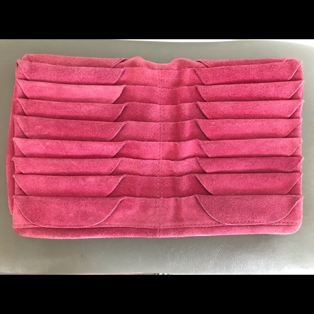 Topshop Hot Pink Suede Clutch